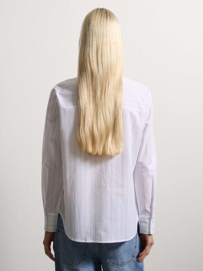 STEFANEL White Striped Cotton Shirt Regular Fit - Image 5