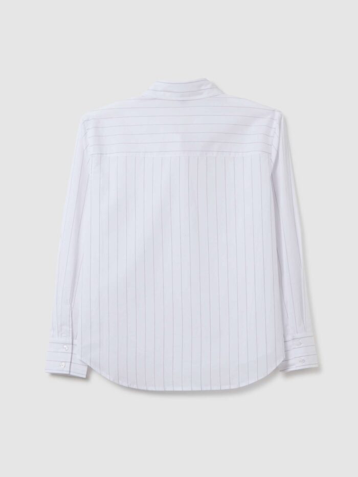 STEFANEL White Striped Cotton Shirt Regular Fit - Image 7