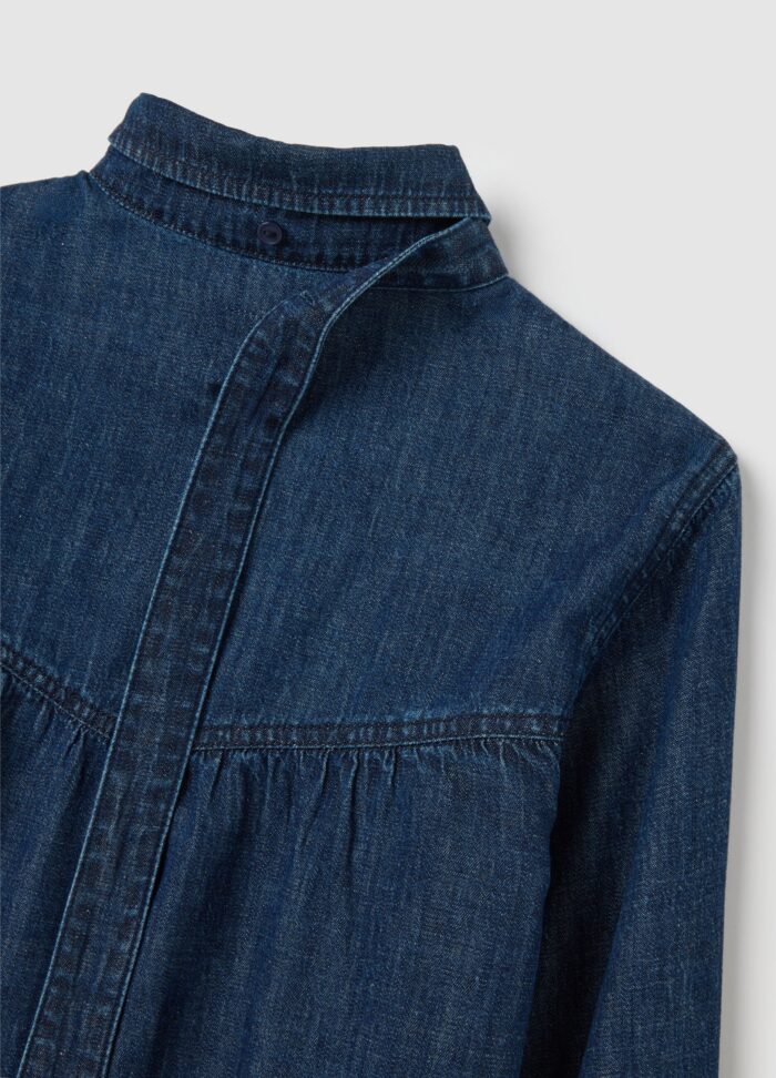 STEFANEL Regular Fit Long Sleeve Cotton Blend Shirt Blue Jean - Image 5