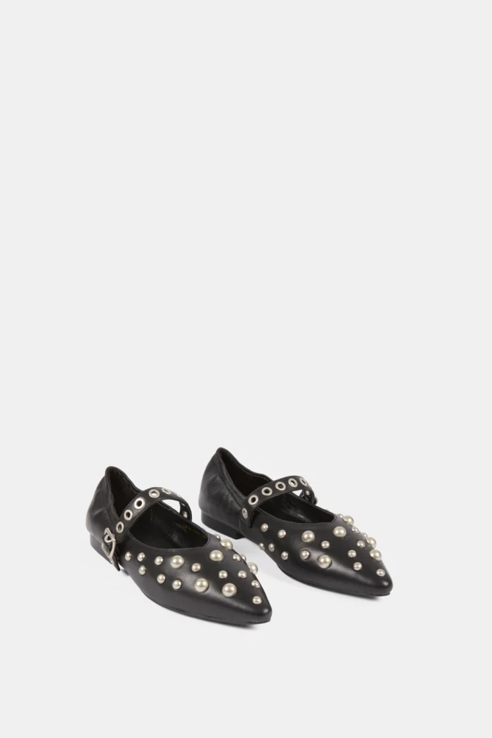 SUNCOO Hela Studded leather ballet flats Shoes Black - Image 2