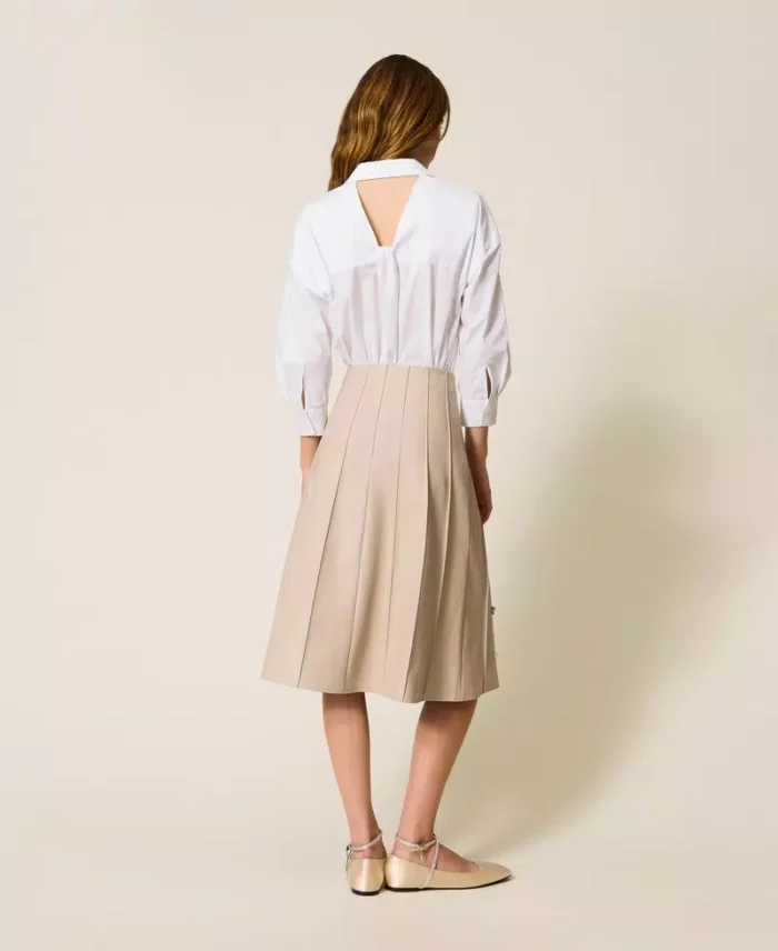 ACTITUDE Midi skirt with handmade embroideries Chalk Grey - Image 5