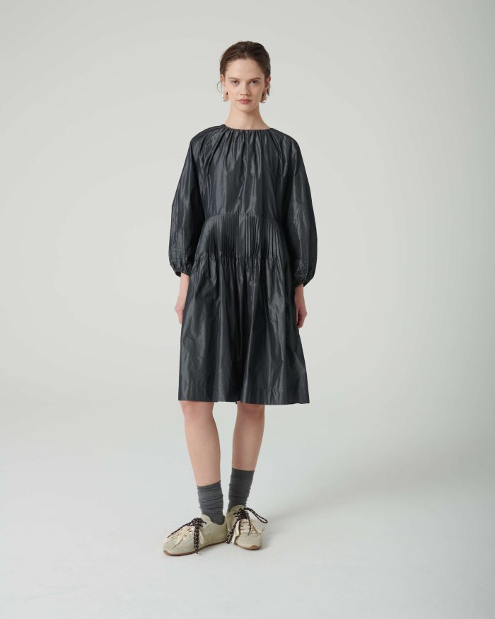 49952@3000x3000 BEATRICE Short taffeta dress Deep grey - Image 1