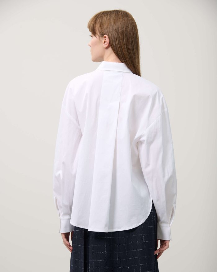 BEATRICE Poplin shirt with pocket and beads White - Image 3