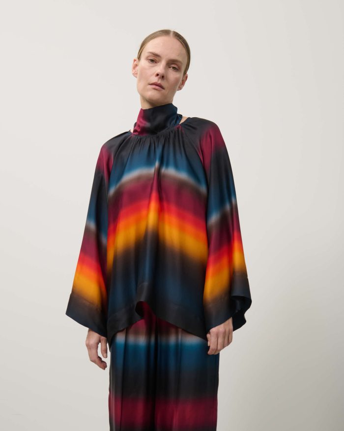 BEATRICE Printed viscose blouse Vivid orange - Image 1