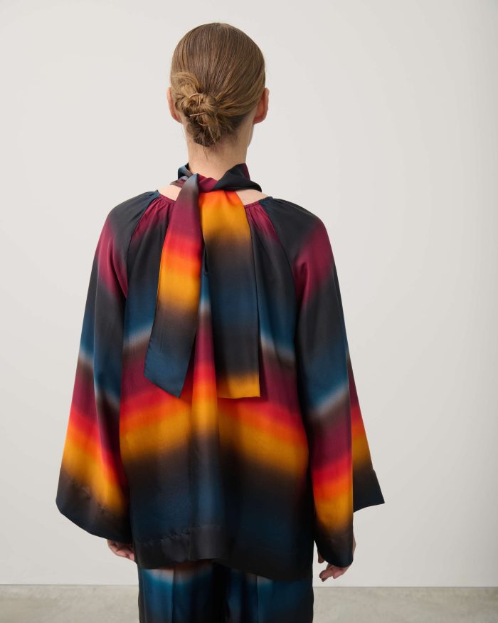 BEATRICE Printed viscose blouse Vivid orange - Image 2