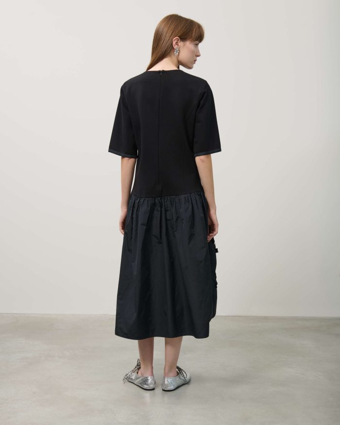 BEATRICE Midi dress with placed embroidery Black - Image 3