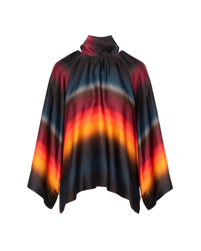 BEATRICE Printed viscose blouse Vivid orange - Image 3