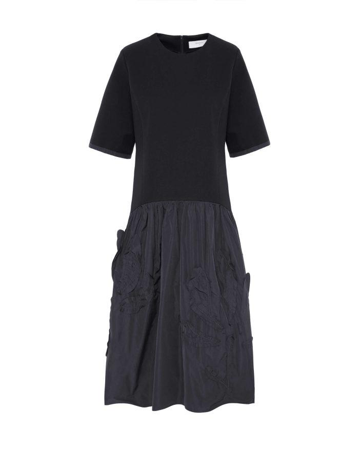 BEATRICE Midi dress with placed embroidery Black - Image 4