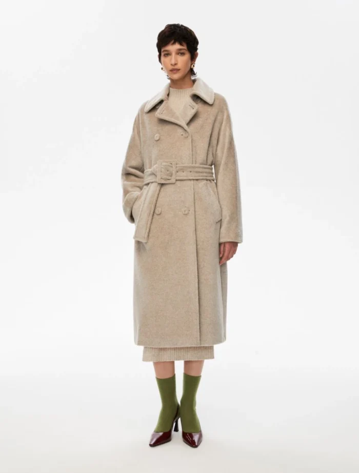 i Blues Double Breasted Coat Ecru - Image 2