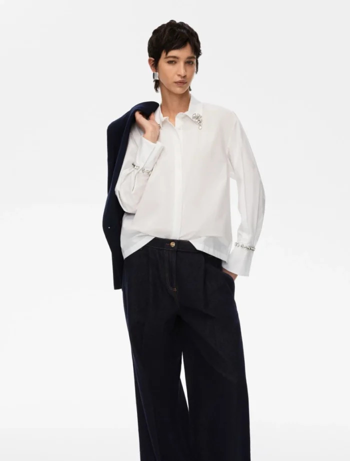 i BLUES Embroidered shirt White - Image 4