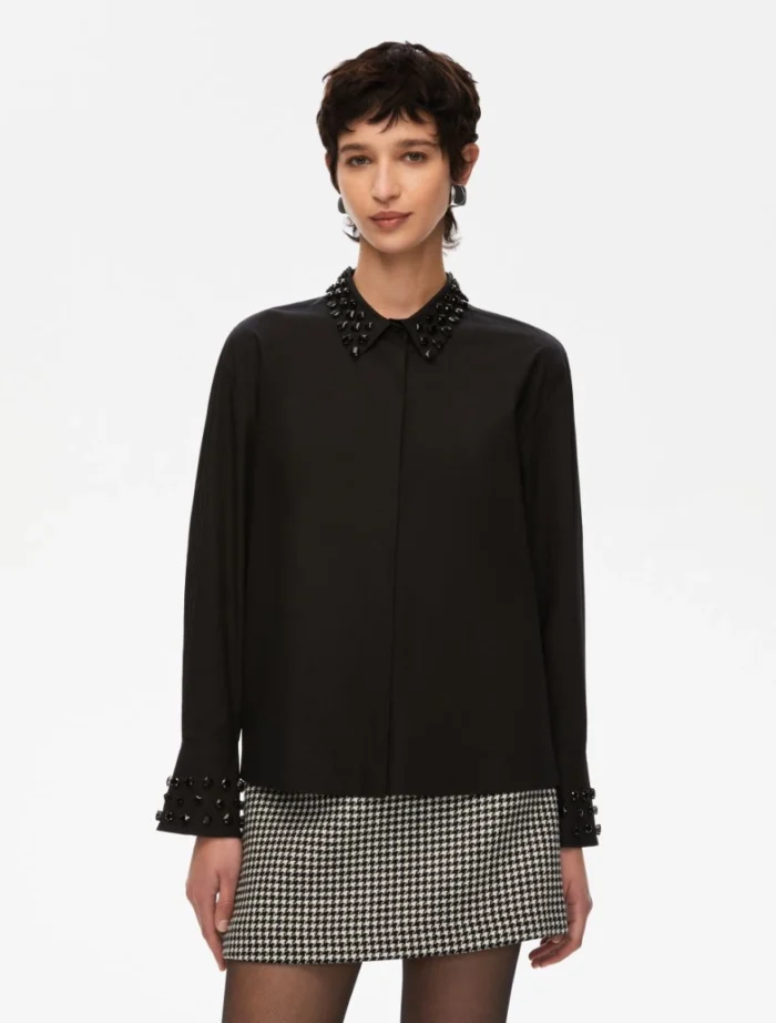 7116055202008-d-bristol_normal i BLUES Embroidered shirt Black - Image 1