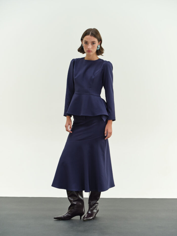 CHICARD elastic ruffle blouse Blue - Image 3