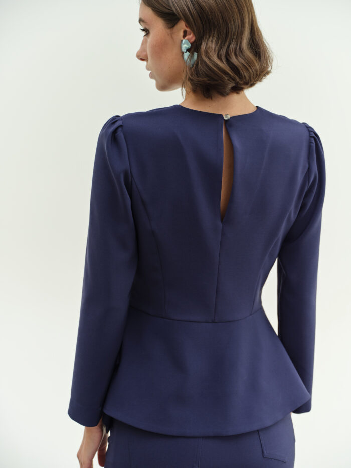 CHICARD elastic ruffle blouse Blue - Image 2