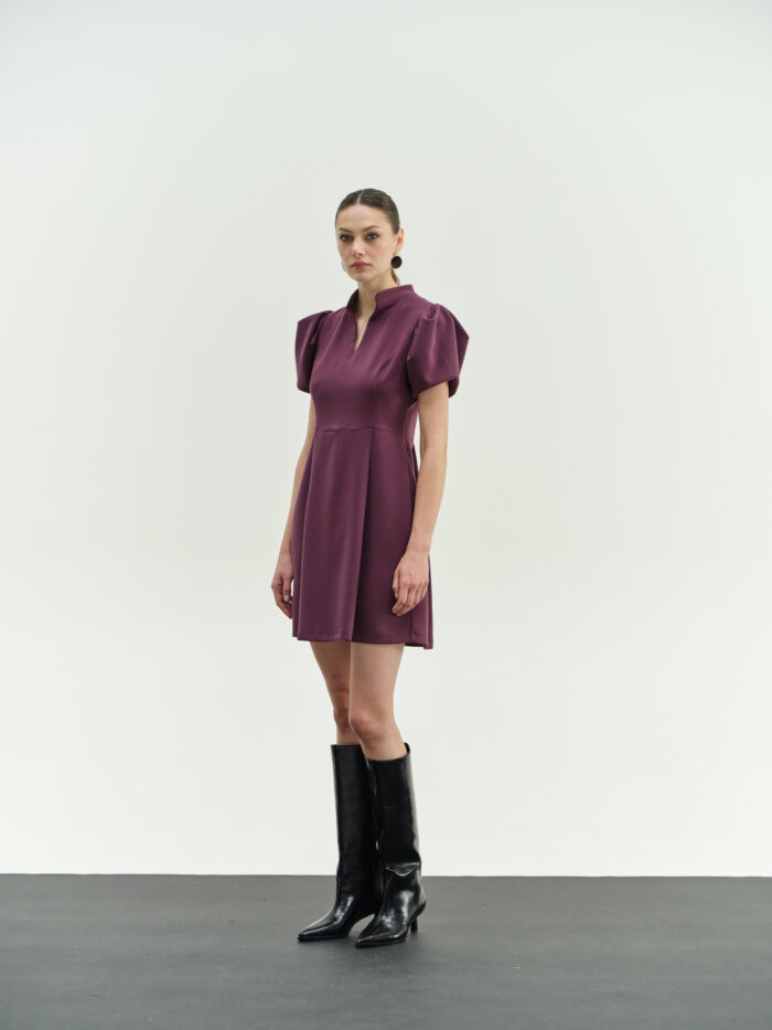 CHICARD Short crepe dress Purple - Image 2