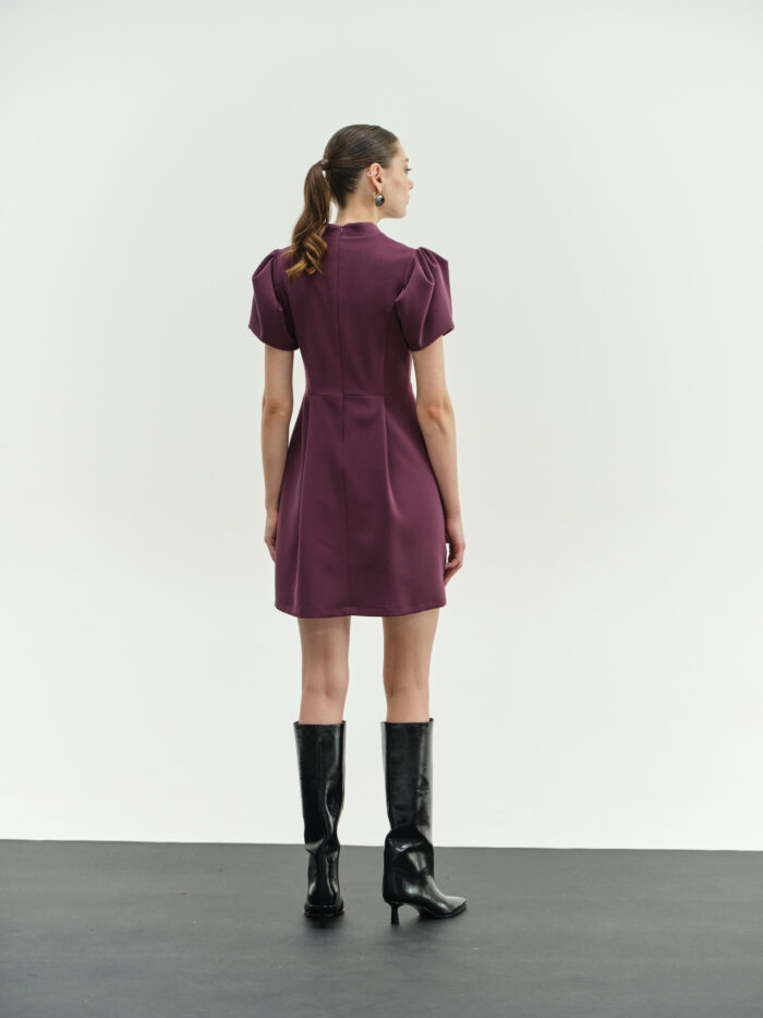 CHICARD Short crepe dress Purple - Image 3