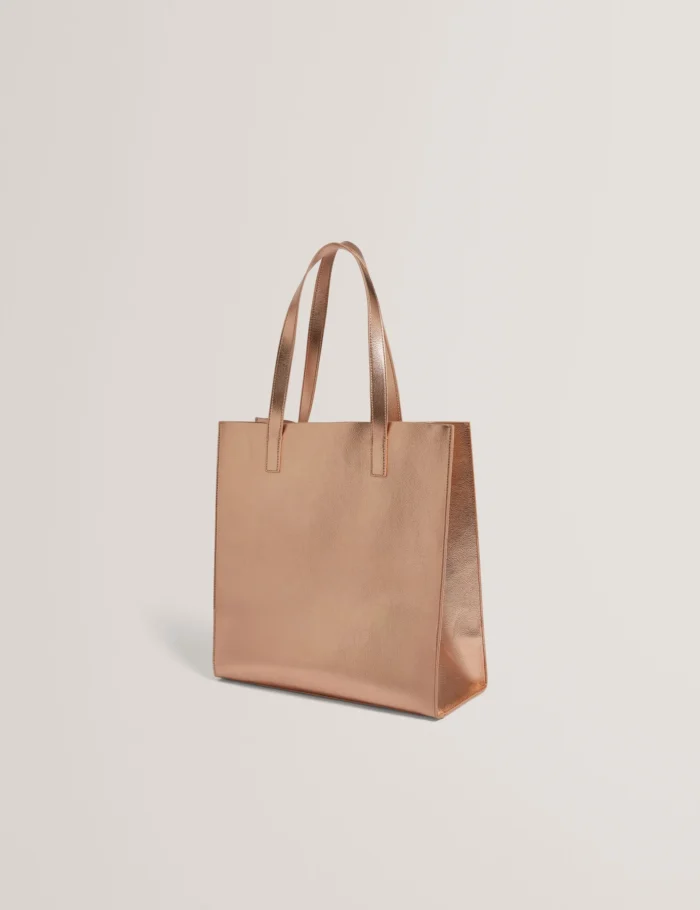 TED BAKER ROSMAH Detail Metallic Rose Large Icon Tote Bag Rosegold - Image 4