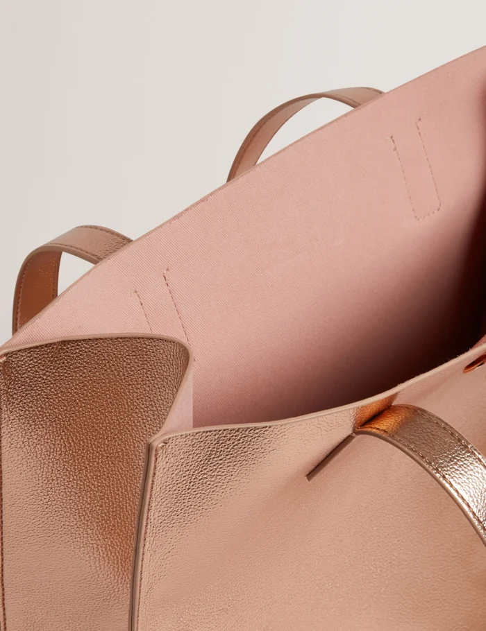 TED BAKER ROSMAH Detail Metallic Rose Large Icon Tote Bag Rosegold - Image 3