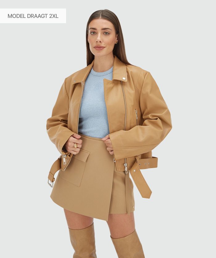 JOSH-V Lua Regular Fit Leather Jacket  Light Brown - Image 6