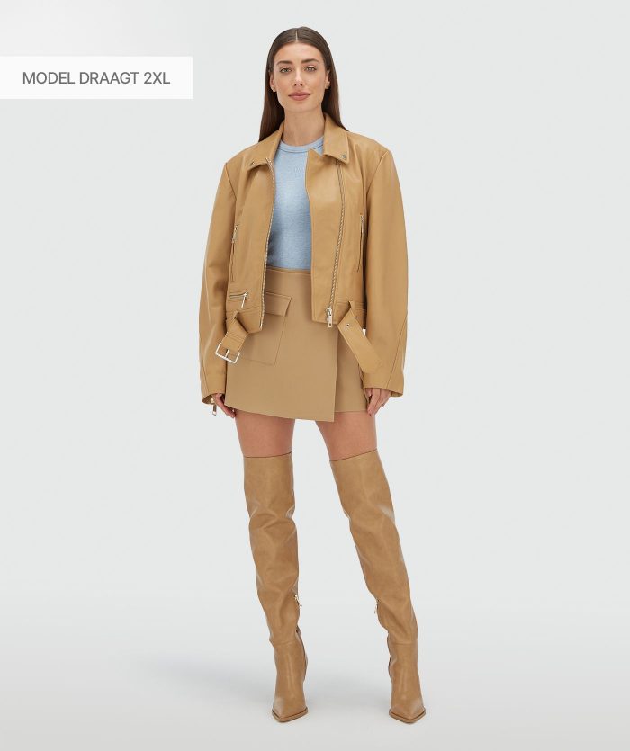 JOSH-V Lua Regular Fit Leather Jacket  Light Brown - Image 7