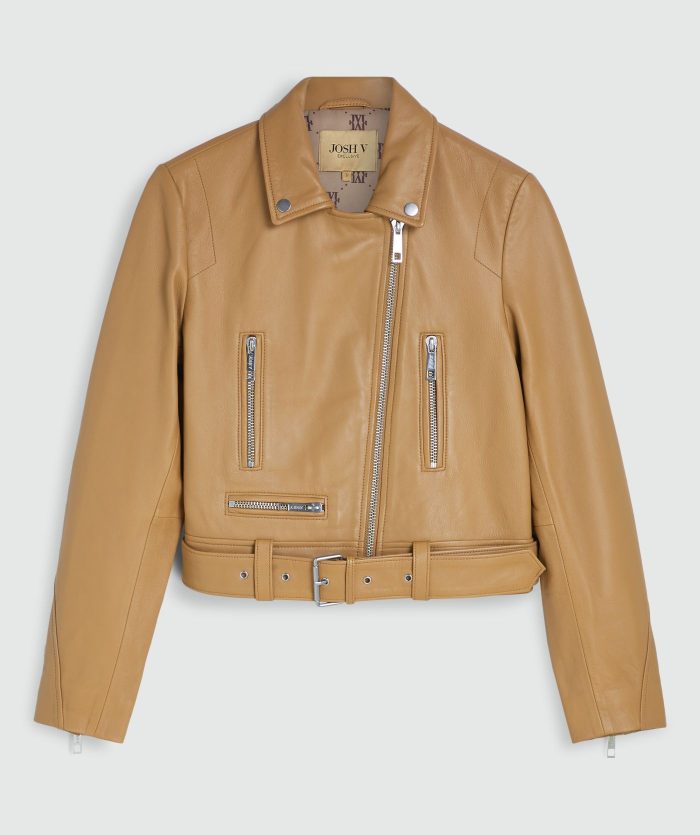 JOSH-V Lua Regular Fit Leather Jacket  Light Brown - Image 9