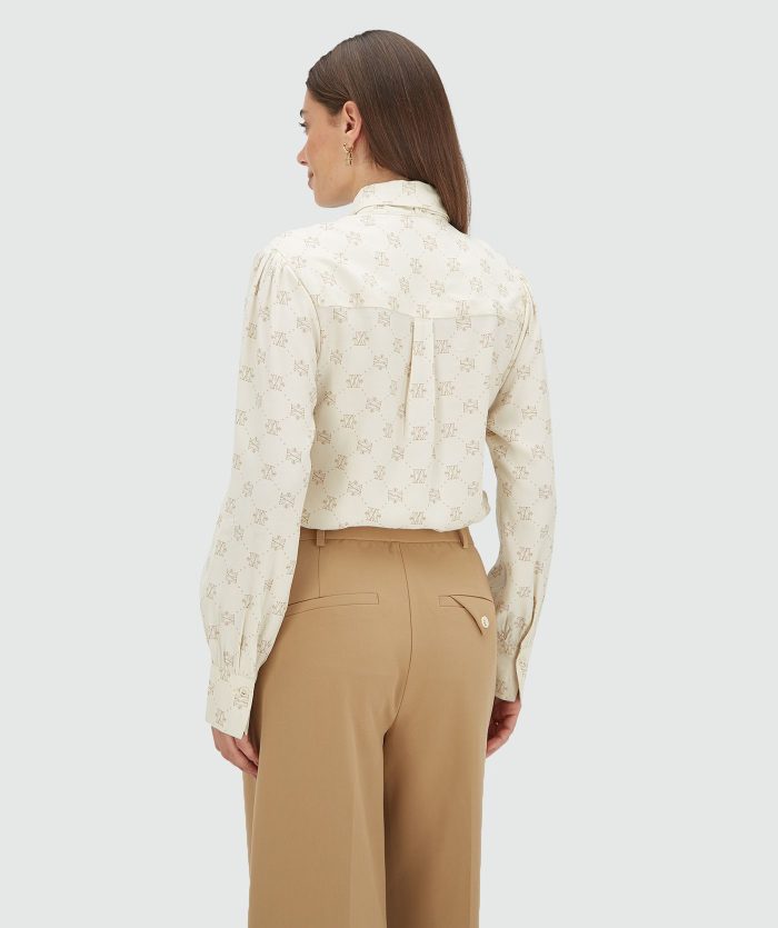 JOSH-V Sydney Regular Fit Blouse Met Logoprint - Creme White Light Brown - Image 6