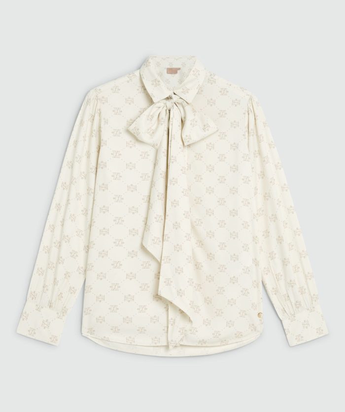 JOSH-V Sydney Regular Fit Blouse Met Logoprint - Creme White Light Brown - Image 8