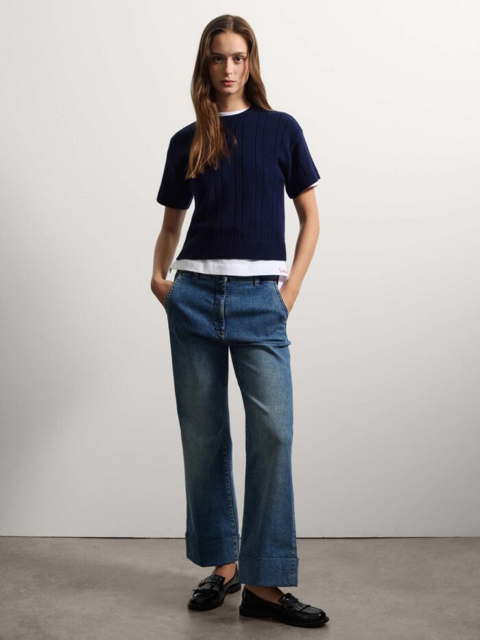 STEFANEL Wool Blend Sweater Regular Fit Blue - Image 2