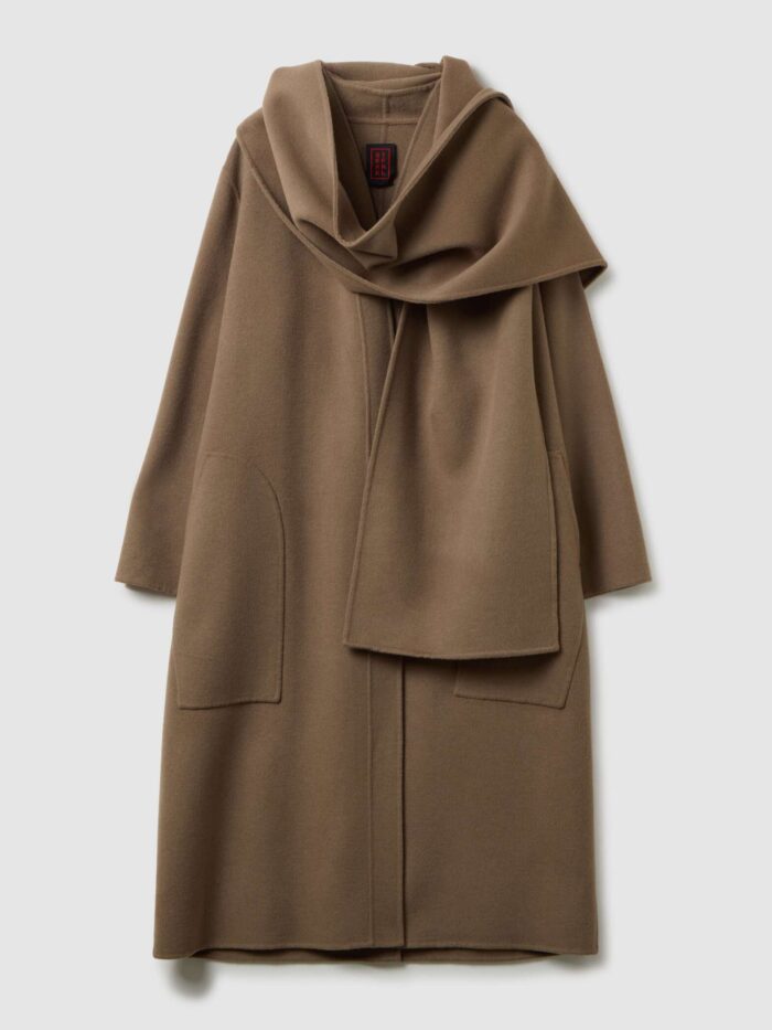 STEFANEL Regular fit wool blend coat Ecru brown - Image 4