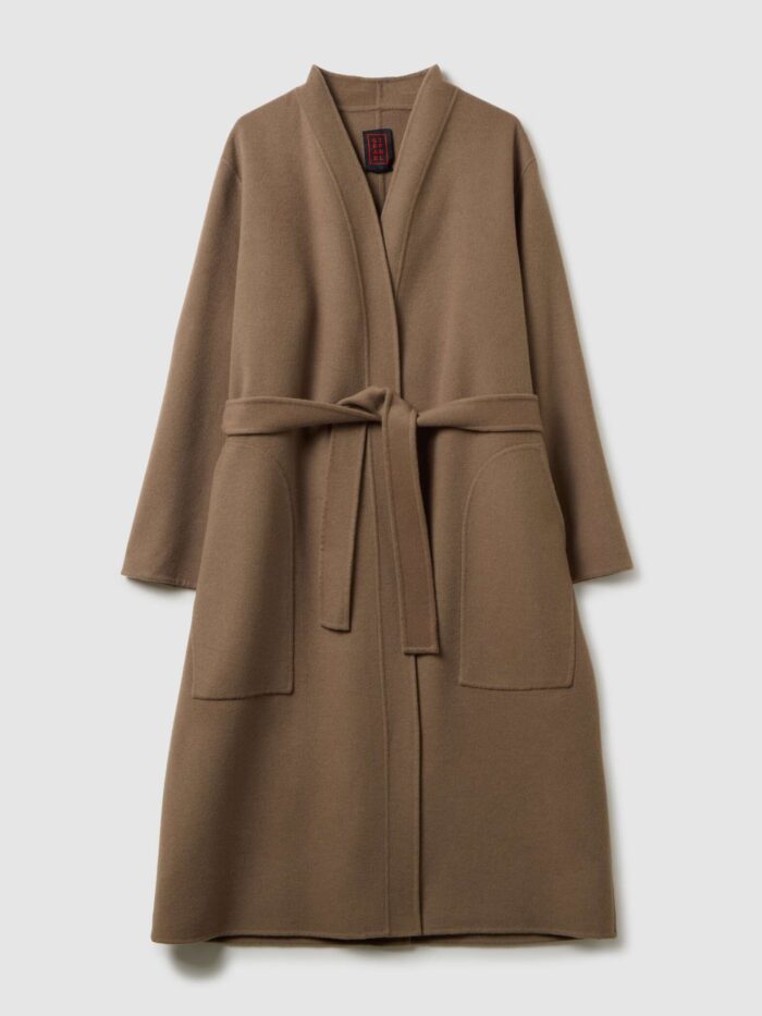 STEFANEL Regular fit wool blend coat Ecru brown - Image 6