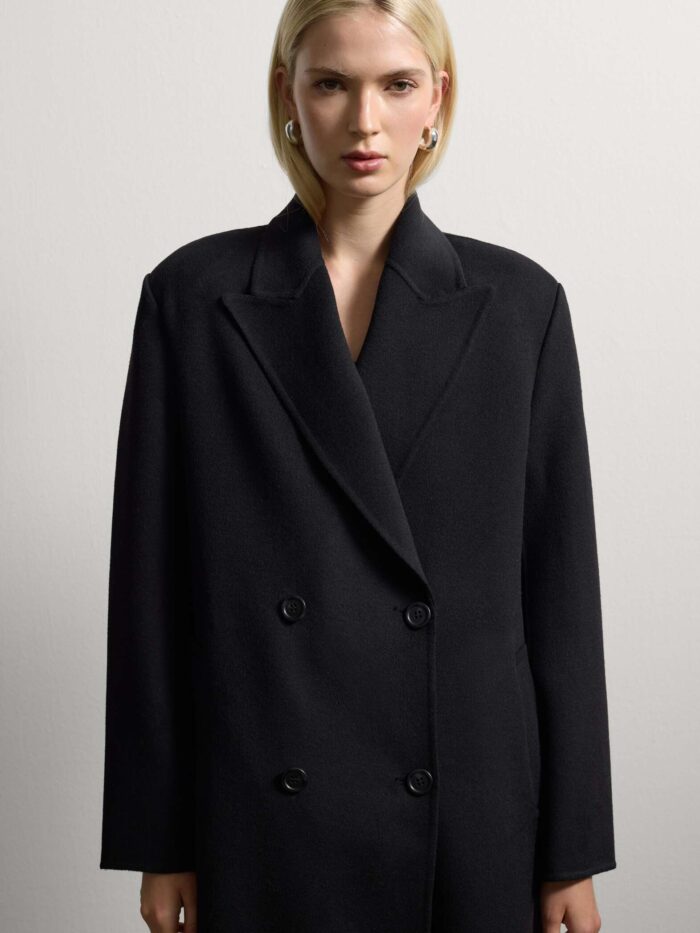 STEFANEL Oversized Wool Blend Coat Black - Image 2