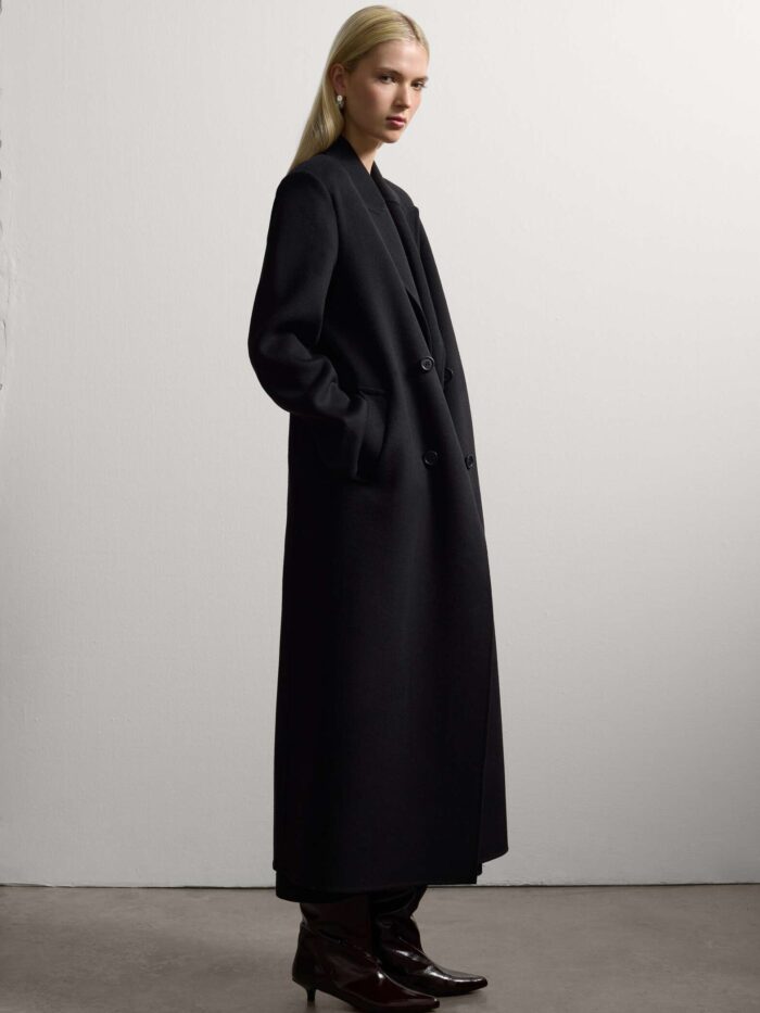 STEFANEL Oversized Wool Blend Coat Black - Image 3