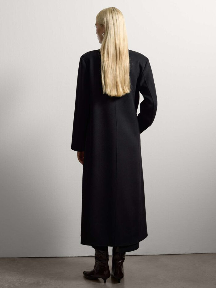 STEFANEL Oversized Wool Blend Coat Black - Image 5