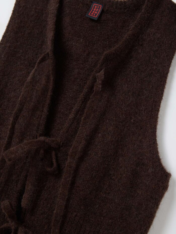 STEFANEL mohair blend sleeveless top with front knot in regular fit Brown - Image 4