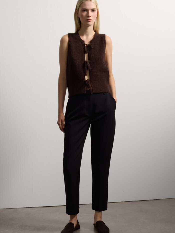 STEFANEL mohair blend sleeveless top with front knot in regular fit Brown - Image 3