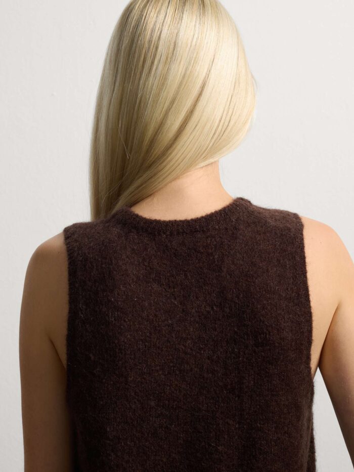 STEFANEL mohair blend sleeveless top with front knot in regular fit Brown - Image 5