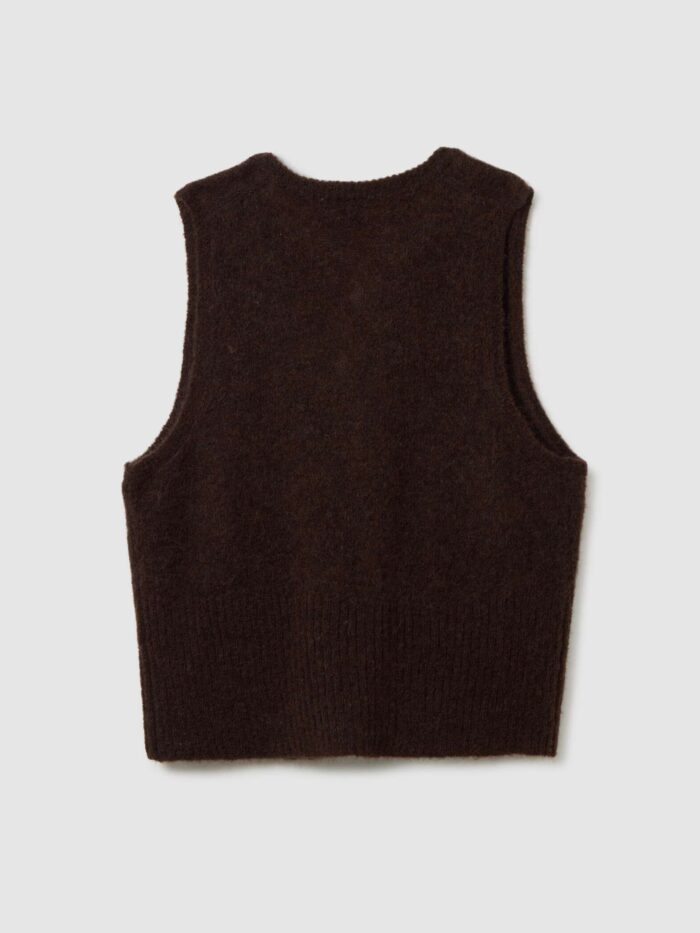 STEFANEL mohair blend sleeveless top with front knot in regular fit Brown - Image 7