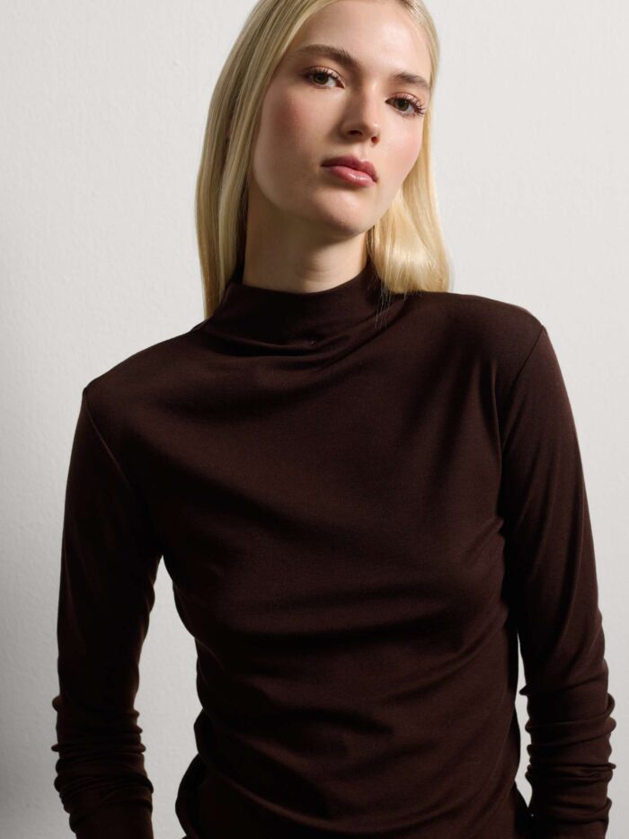 STEFANEL Long sleeve regular fit brown top Brown - Image 2