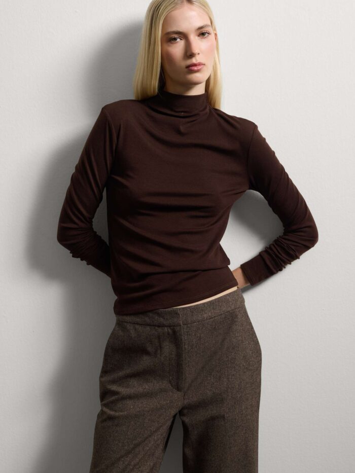 003568251_SF STEFANEL Long sleeve regular fit brown top Brown - Image 1