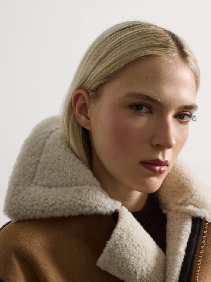 STEFANEL Suede-effect sherpa jacket, regular fit Beige - Image 2