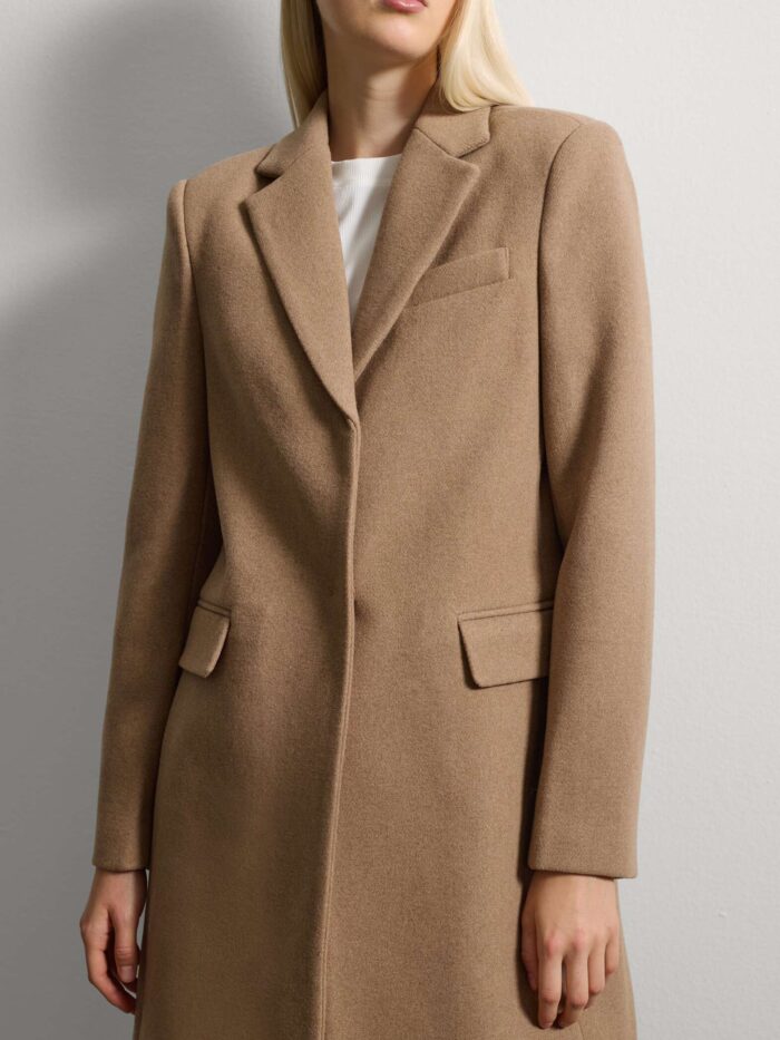 STEFANEL Regular fit wool blend midi coat Beige - Image 2