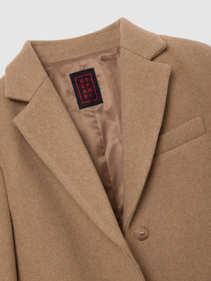 STEFANEL Regular fit wool blend midi coat Beige - Image 4