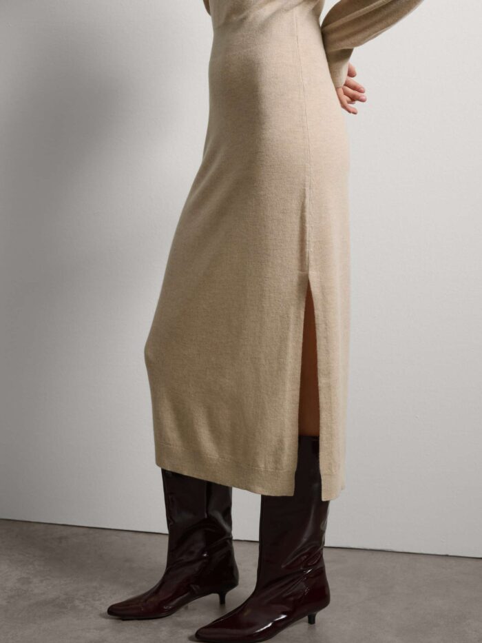 003568521_SD1 STEFANEL Wool dress with long sleeves Beige - Image 3