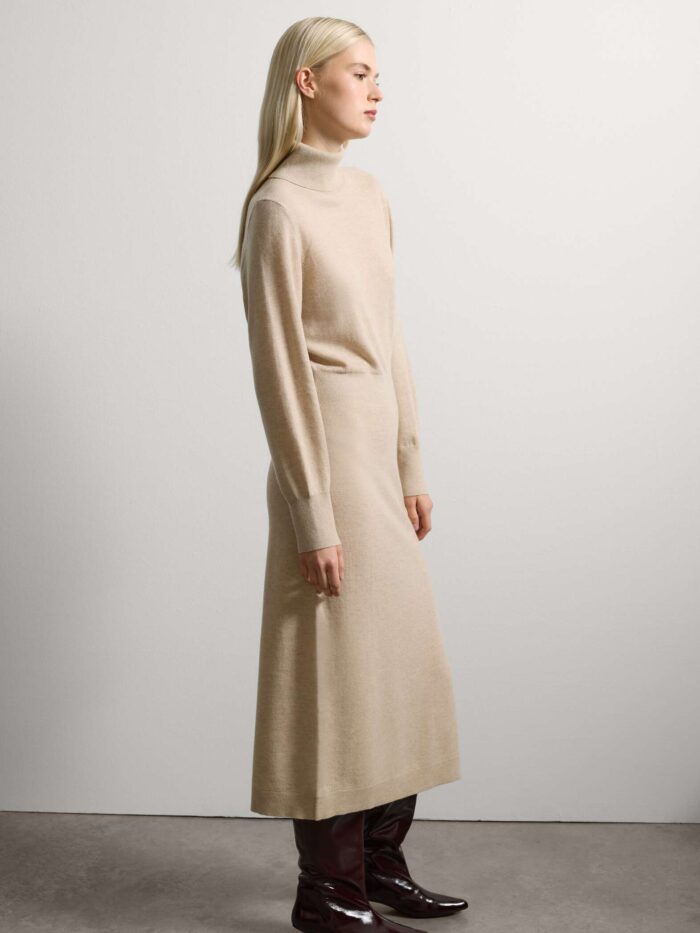 003568521_SF STEFANEL Wool dress with long sleeves Beige - Image 2