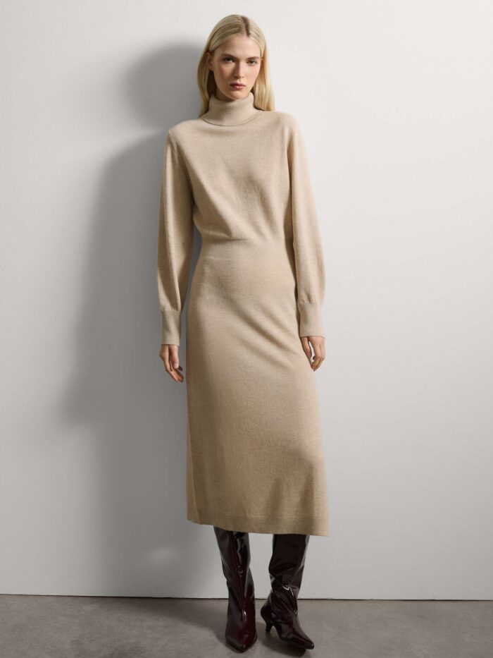 003568521_SL STEFANEL Wool dress with long sleeves Beige - Image 1