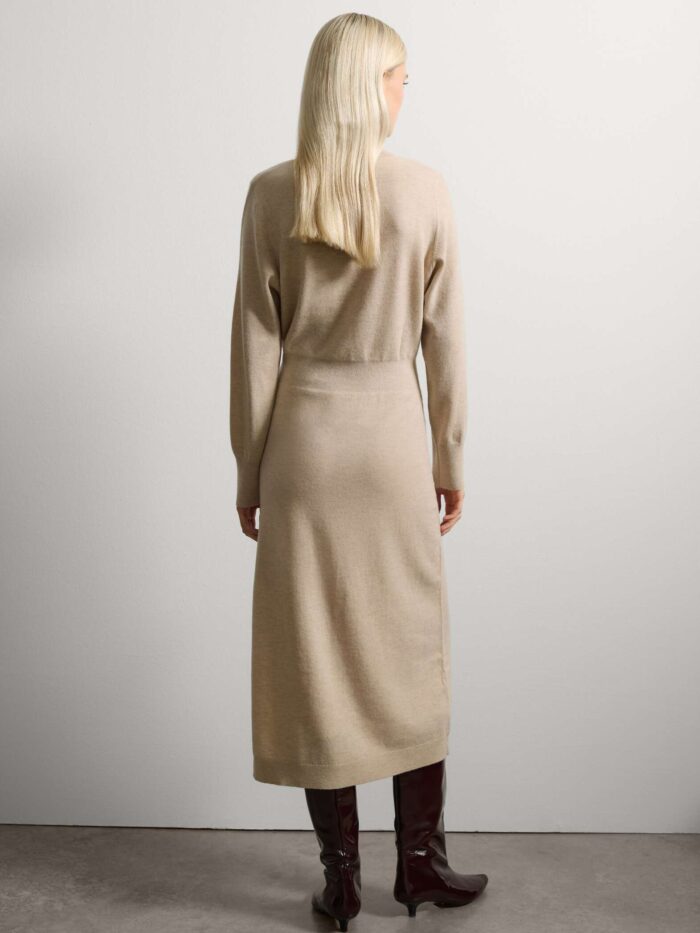 003568521_SR STEFANEL Wool dress with long sleeves Beige - Image 4