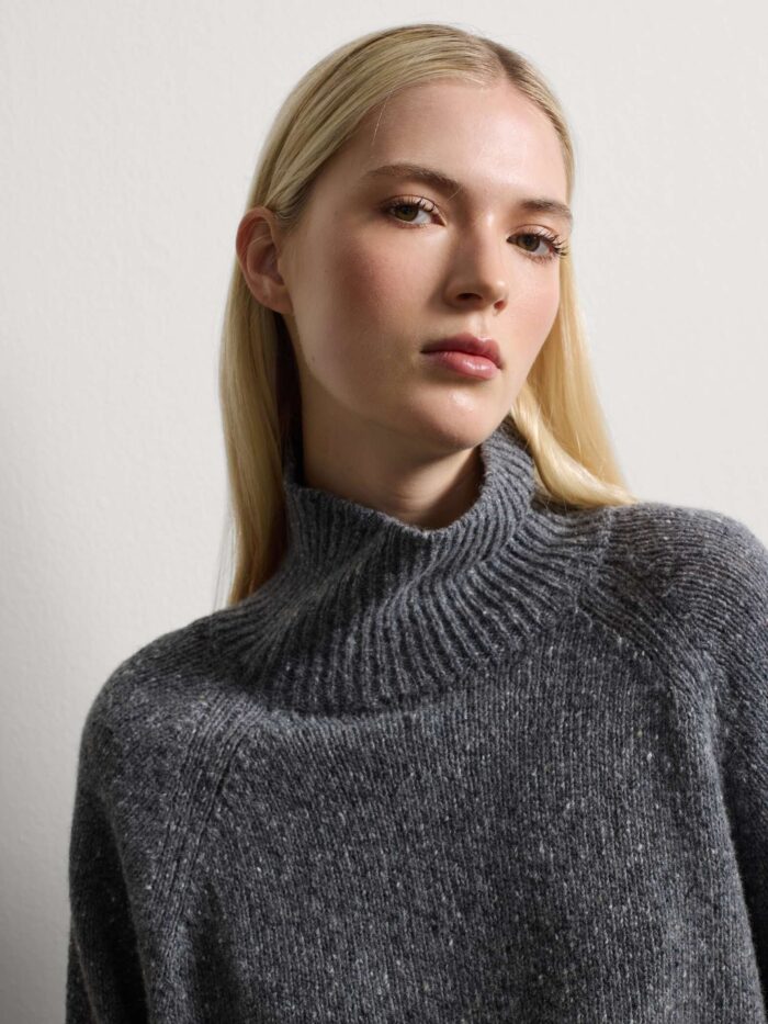STEFANEL Turtleneck sweater in wool blend and oversized fit Grey - Image 2