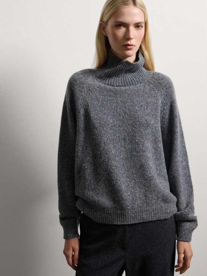 003568681_SF STEFANEL Turtleneck sweater in wool blend and oversized fit Grey - Image 1