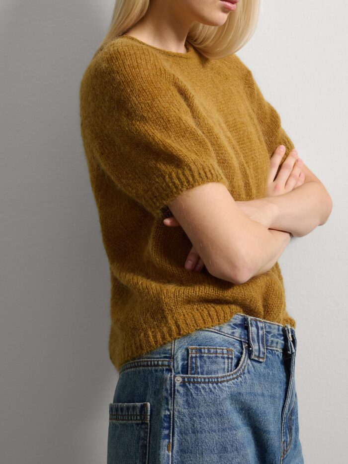 STEFANEL short sleeve knitted top Ocher yellow - Image 2