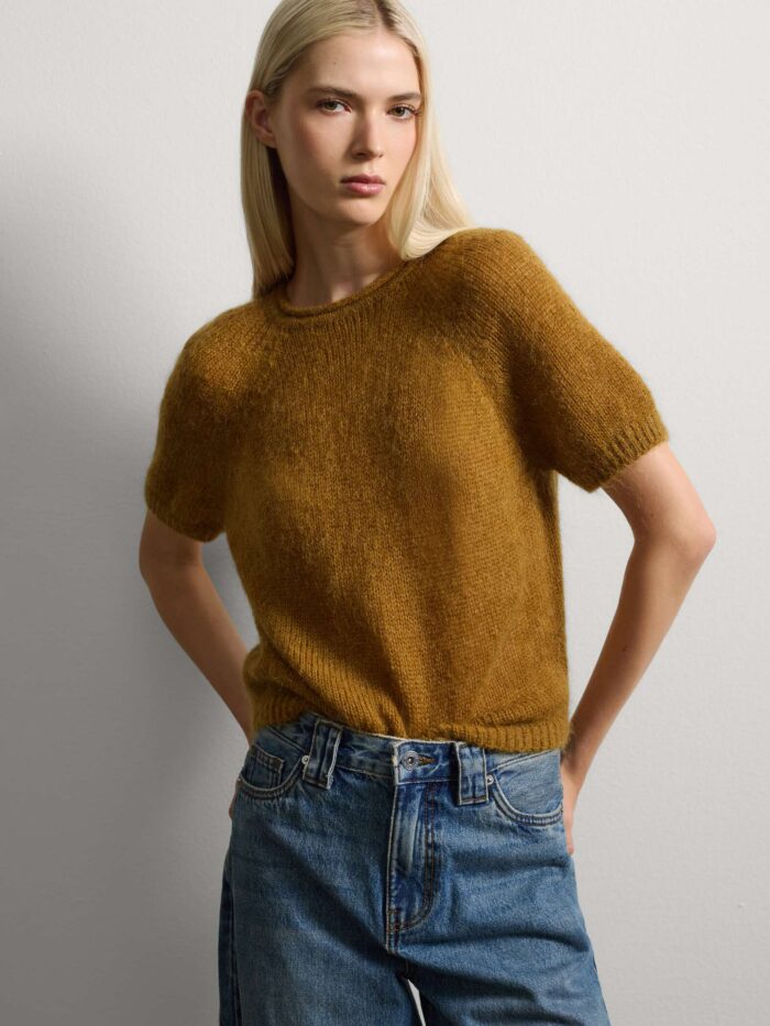 003568895_SF STEFANEL short sleeve knitted top Ocher yellow - Image 1