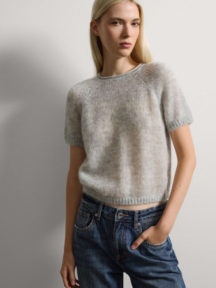 003568900_SF STEFANEL Short Sleeve Knit Top Grey - Image 1